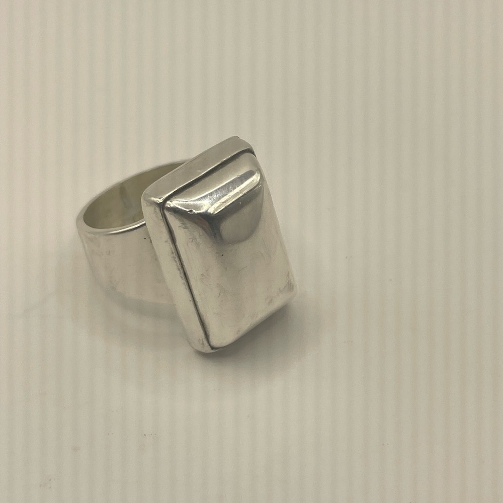 Vintage Mexico Modernist rectangle Dome Sterling Silver 925
